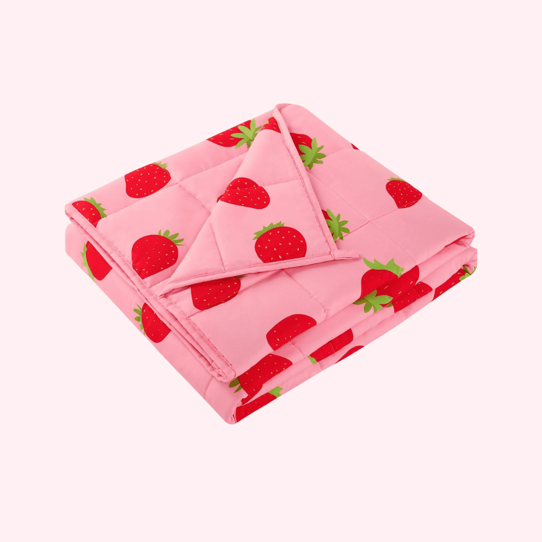 HOSUKKO Pink Strawberry Weighted Blanket for Kids