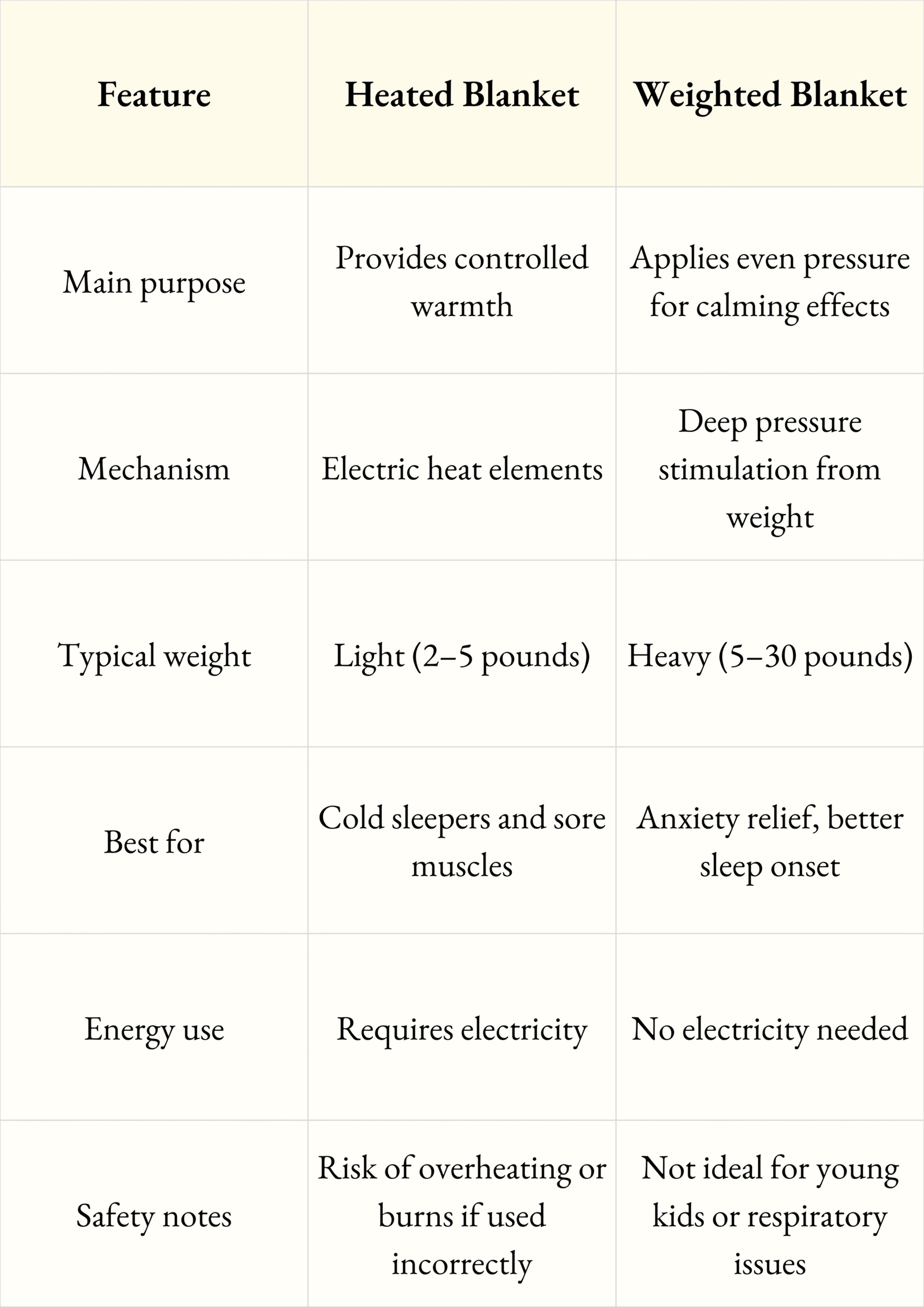 Heated Blanket vs Weighted Blanket