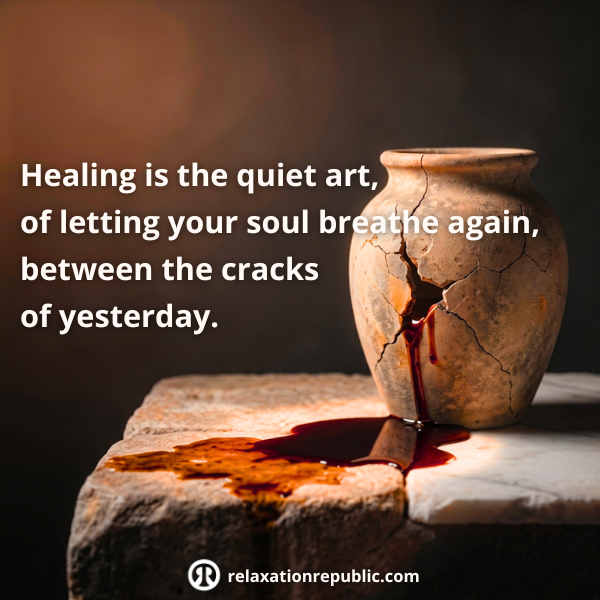 Healing is the quiet art of letting your soul breathe again between the cracks of yesterday.